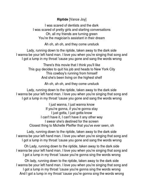 riptide lyrics|riptide lyrics printable.